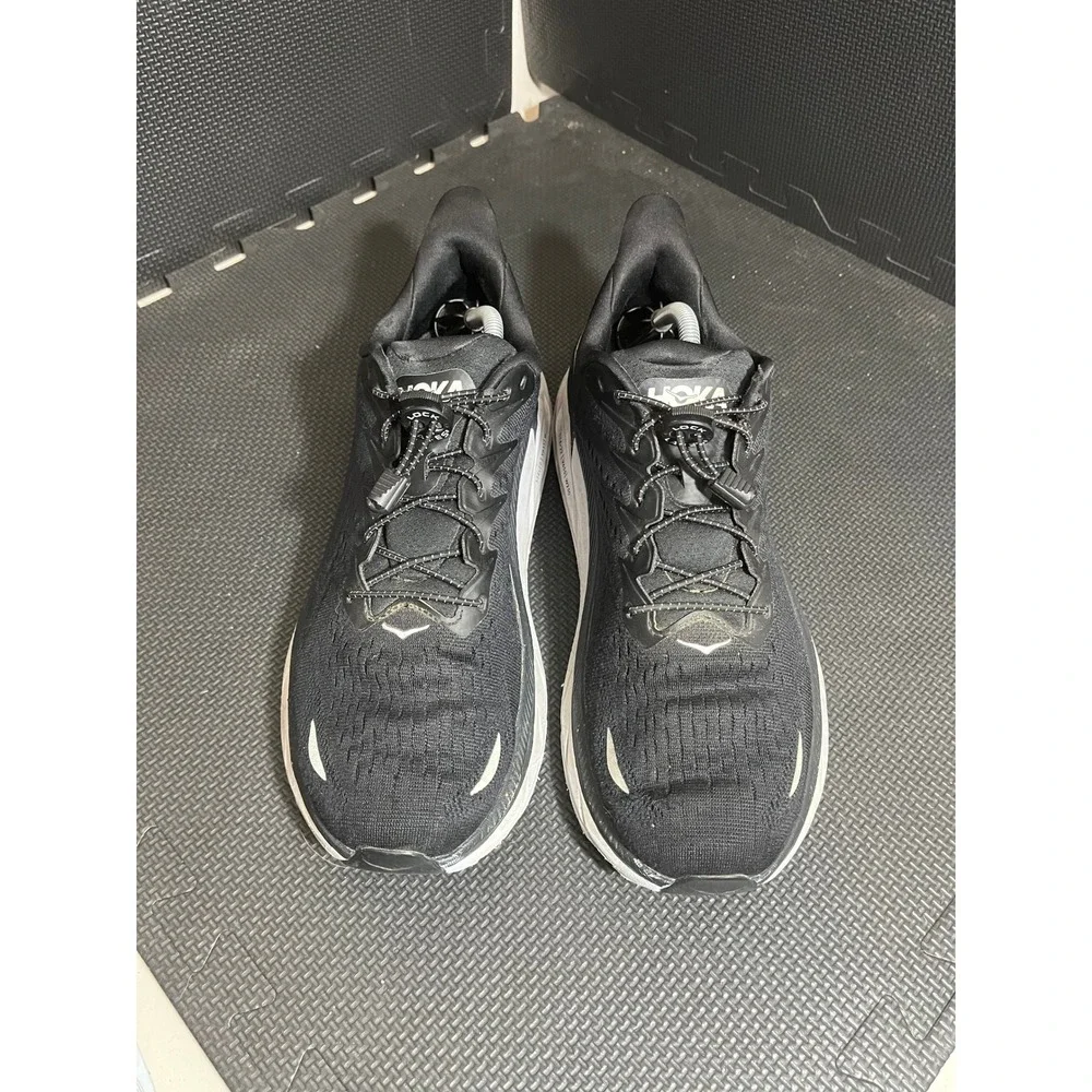 Hoka One One Men's Clifton‎ 8 Size US 12 D Black White 1119393 Running Shoes